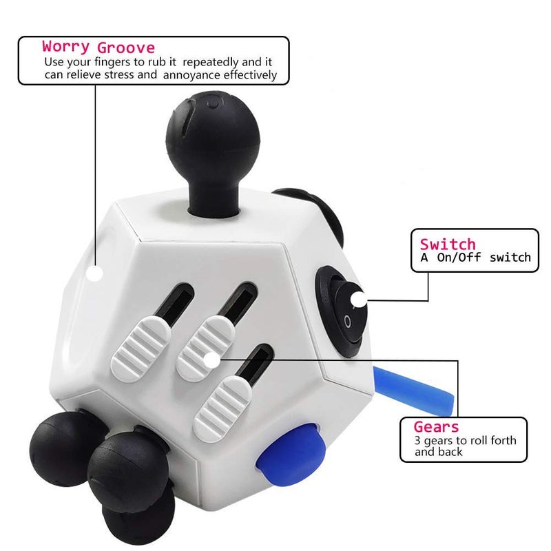 UOOEFUN Fidget Toys Kids,12 Sided Cube Toys ,Fidget Toy Relieves Stress and Anxiety,Relax for Children and Adults with ADHD ADD OCD Autism (White A2) - Image 2
